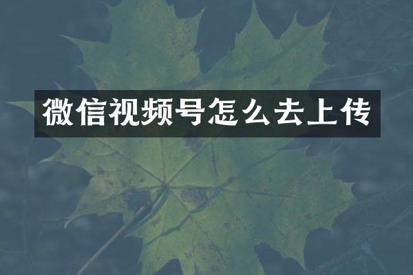 微信视频号怎么去上传