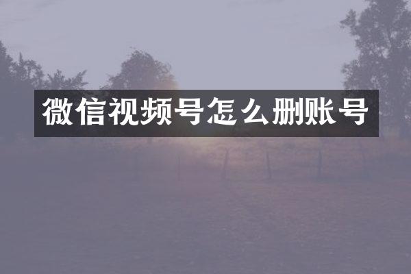 微信视频号怎么删账号