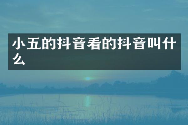 小五的抖音看的抖音叫什么