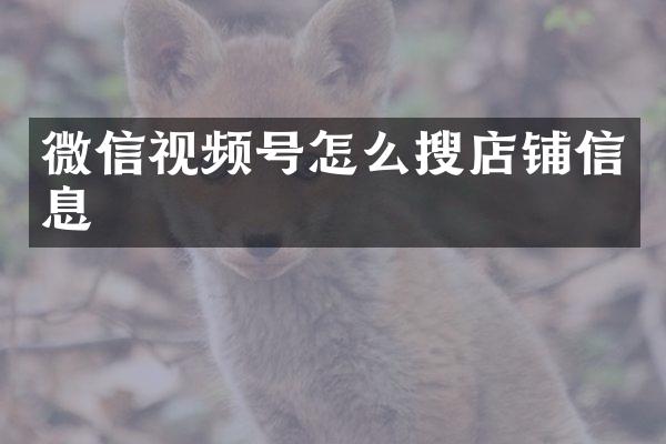 微信视频号怎么搜店铺信息