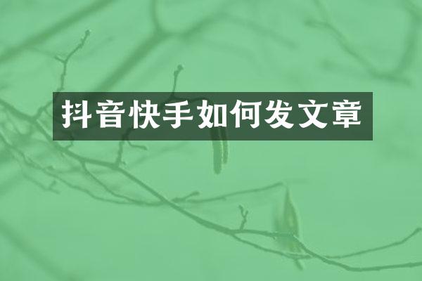 抖音快手如何发文章