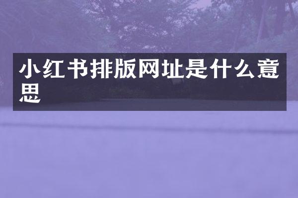 小红书排版网址是什么意思