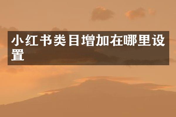 小红书类目增加在哪里设置