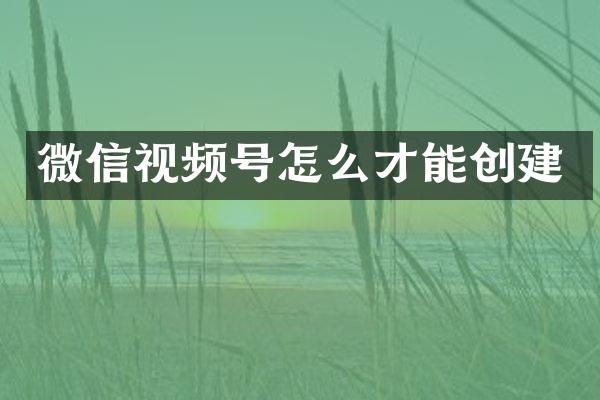 微信视频号怎么才能创建