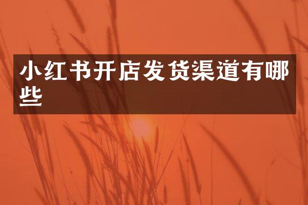 小红书开店发货渠道有哪些