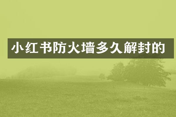小红书防火墙多久解封的