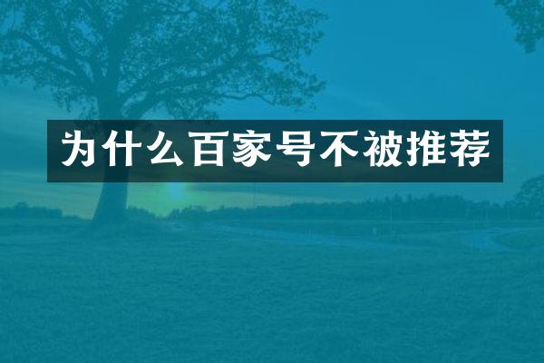 为什么百家号不被推荐