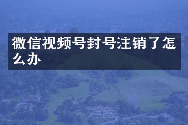 微信视频号封号注销了怎么办