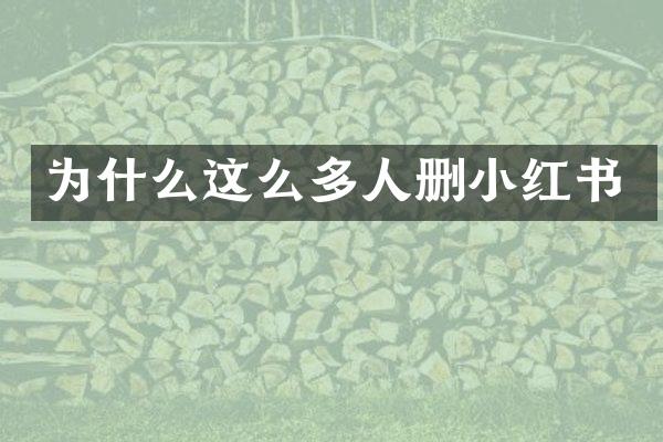 为什么这么多人删小红书