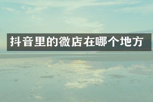 抖音里的微店在哪个地方