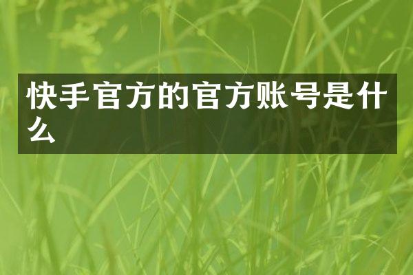 快手官方的官方账号是什么