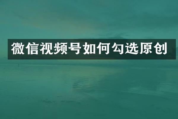 微信视频号如何勾选原创