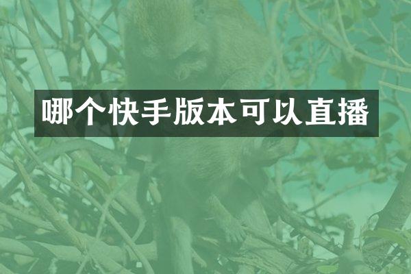哪个快手版本可以直播