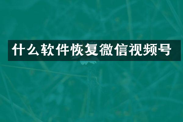 什么软件恢复微信视频号