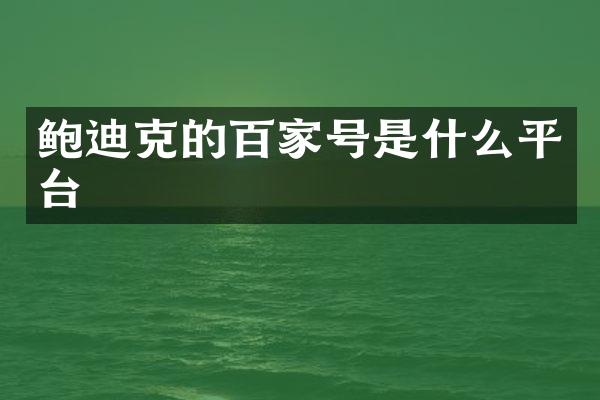 鲍迪克的百家号是什么平台