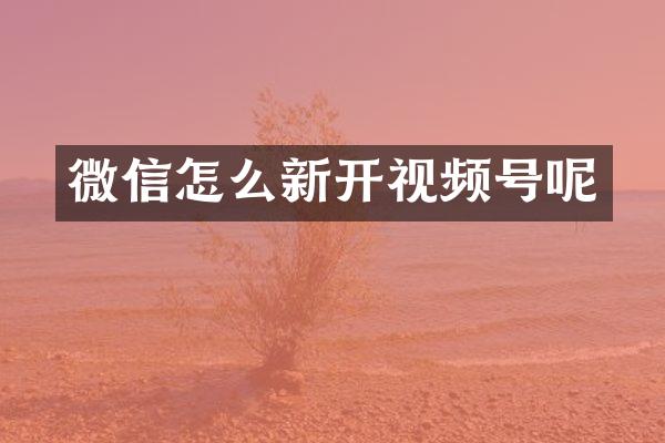 微信怎么新开视频号呢