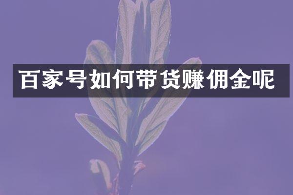 百家号如何带货赚佣金呢