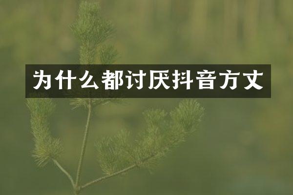 为什么都讨厌抖音方丈