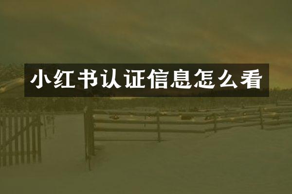小红书认证信息怎么看