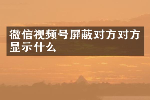 微信视频号屏蔽对方对方显示什么