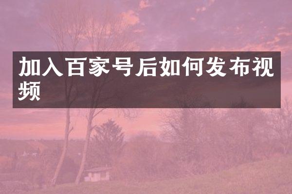 加入百家号后如何发布视频