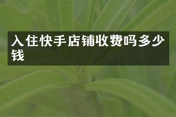 入住快手店铺收费吗多少钱