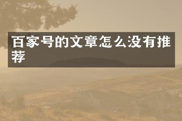 百家号的文章怎么没有推荐