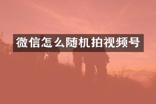 微信怎么随机拍视频号