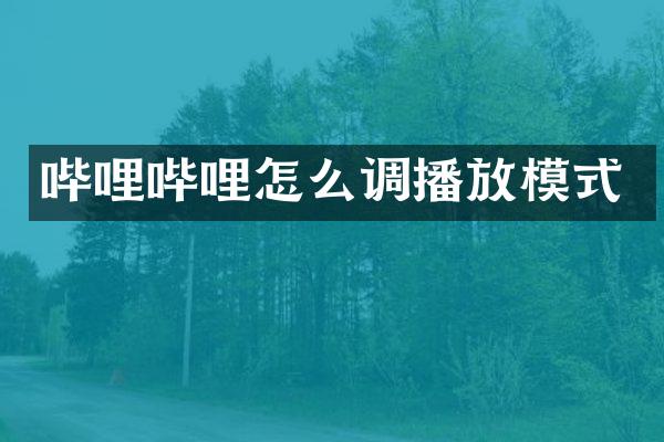 哔哩哔哩怎么调播放模式