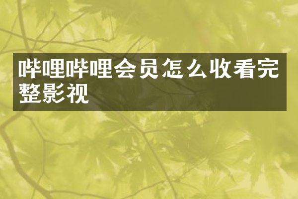 哔哩哔哩会员怎么收看完整影视
