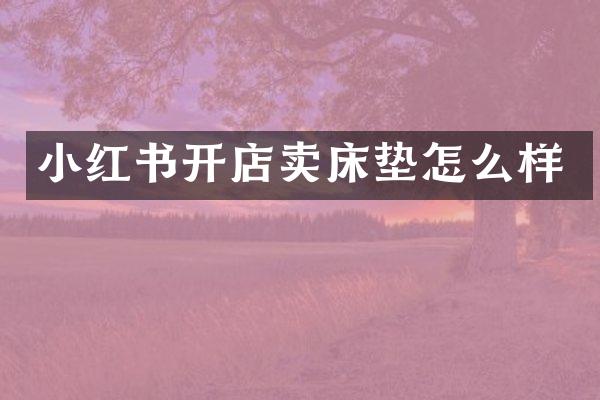 小红书开店卖床垫怎么样