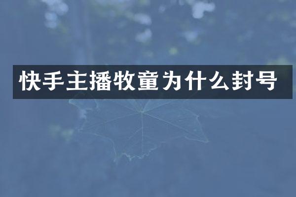 快手主播牧童为什么封号