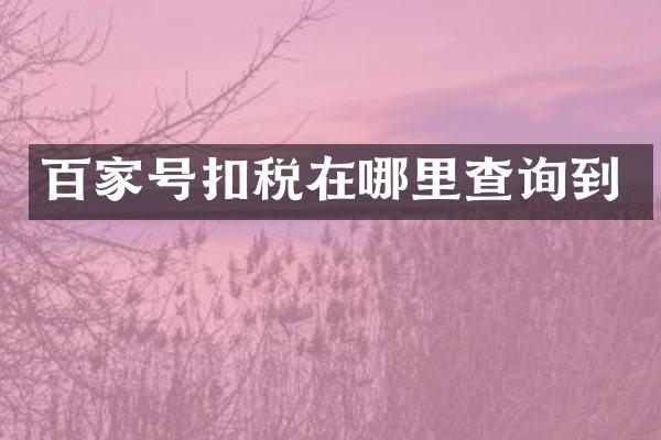 百家号扣税在哪里查询到
