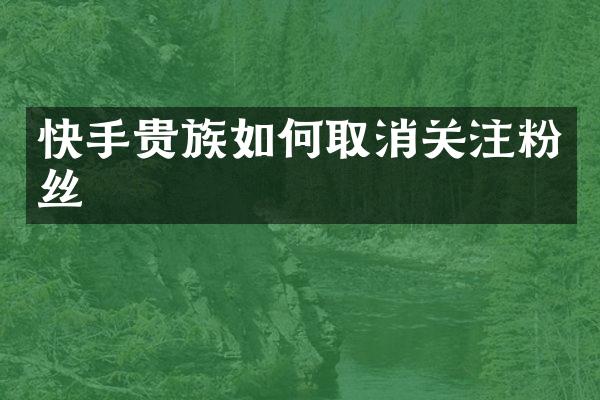 快手贵族如何取消关注粉丝