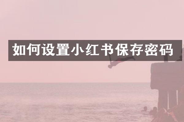 如何设置小红书保存密码