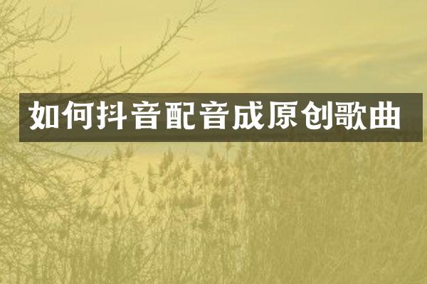 如何抖音配音成原创歌曲