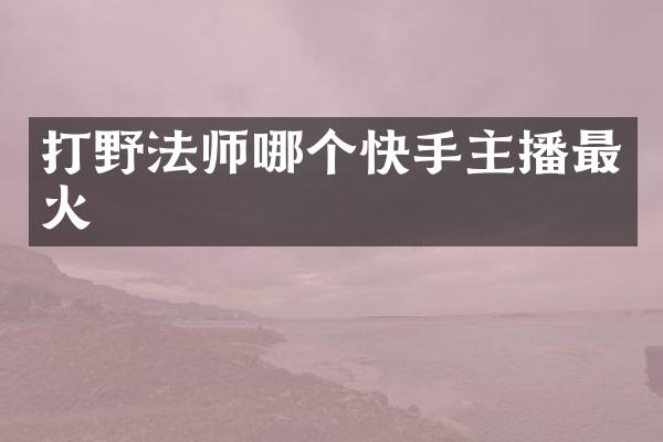 打野法师哪个快手主播最火