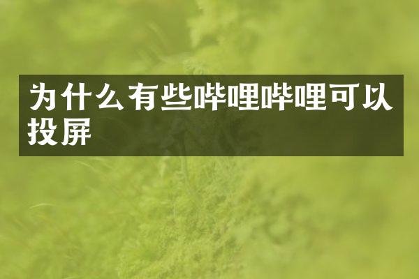 为什么有些哔哩哔哩可以投屏