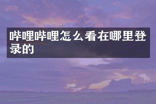 哔哩哔哩怎么看在哪里登录的