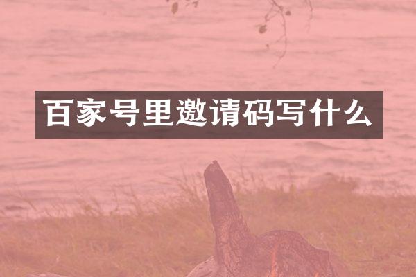 百家号里邀请码写什么