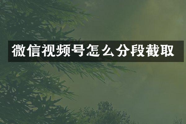 微信视频号怎么分段截取