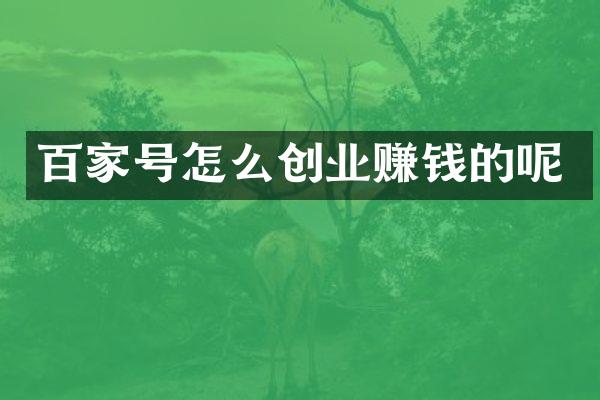 百家号怎么创业赚钱的呢