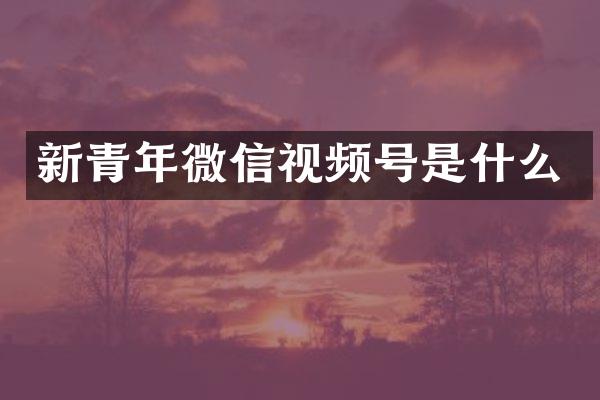 新青年微信视频号是什么