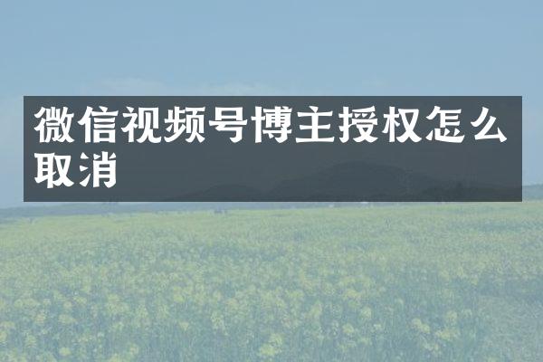 微信视频号博主授权怎么取消