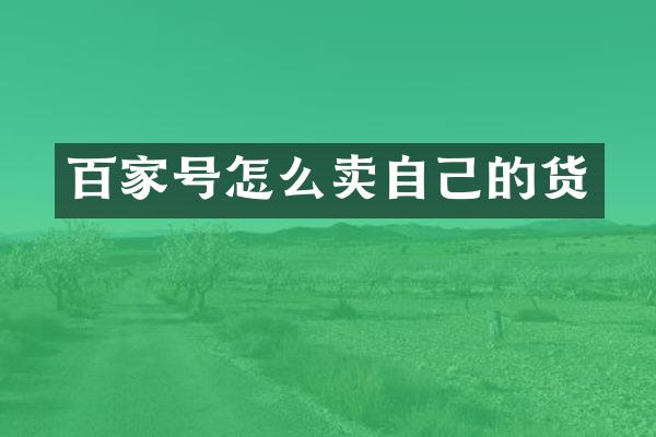 百家号怎么卖自己的货