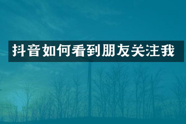 抖音如何看到朋友关注我