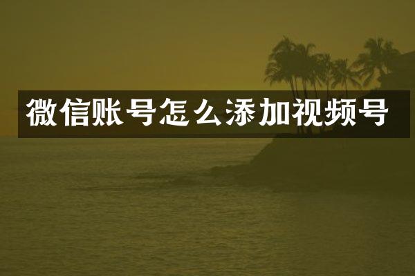微信账号怎么添加视频号