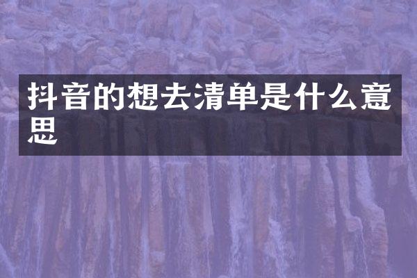 抖音的想去清单是什么意思