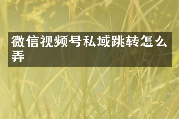 微信视频号私域跳转怎么弄