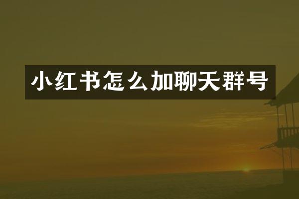 小红书怎么加聊天群号